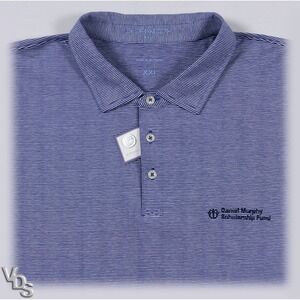 NEW! Draddy Polo Shirt Men's 2XL Tannenbaum Blue "Vin" Striped Scholarship Logo